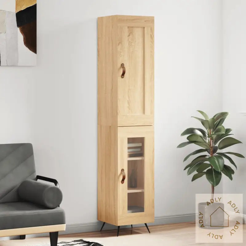 Highboard Sonoma Eik 34,5X34X180 Cm Konstruert Tre