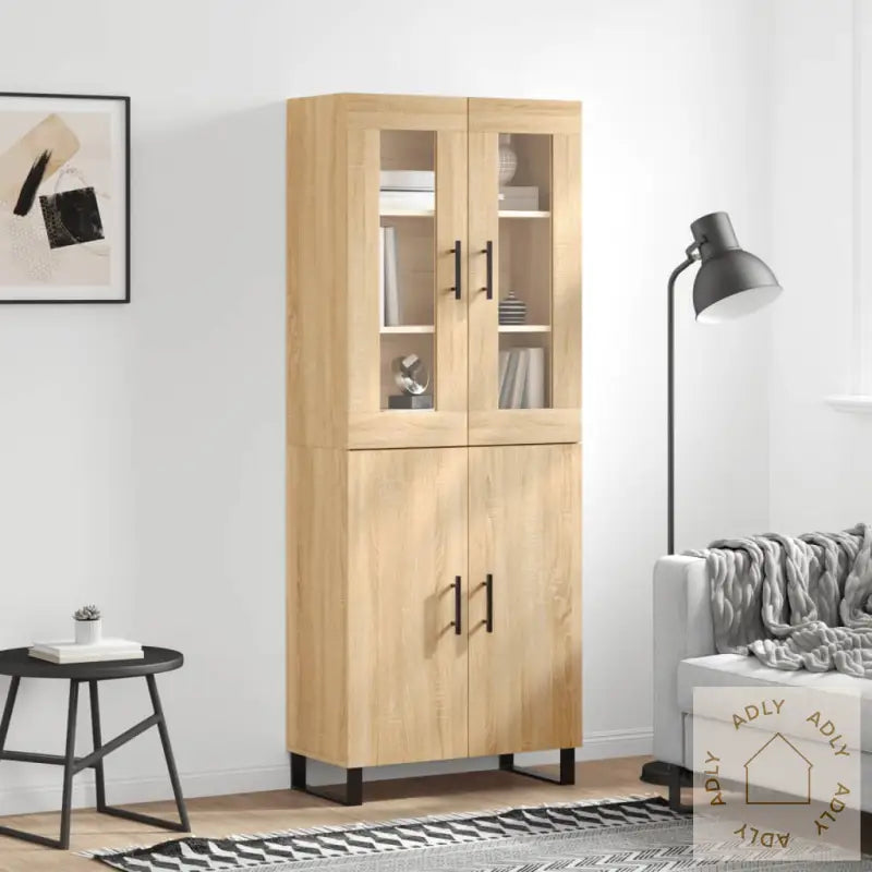 Highboard Sonoma Eik 69,5X34X180 Cm Konstruert Tre