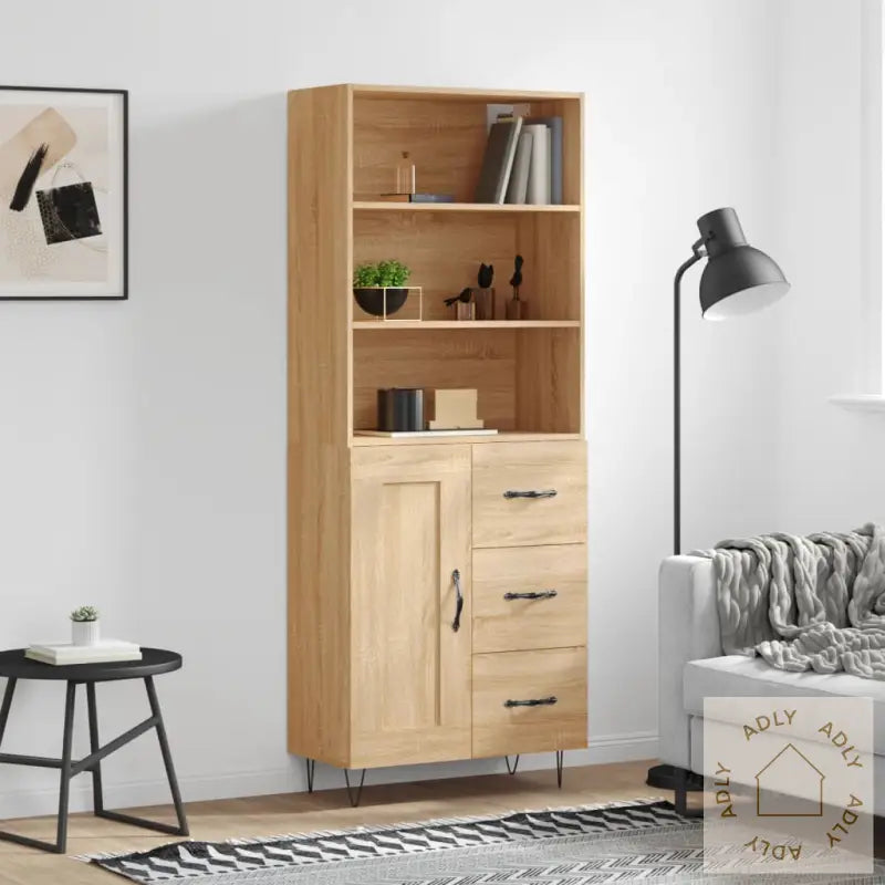 Highboard Sonoma Eik 69,5X34X180 Cm Konstruert Tre