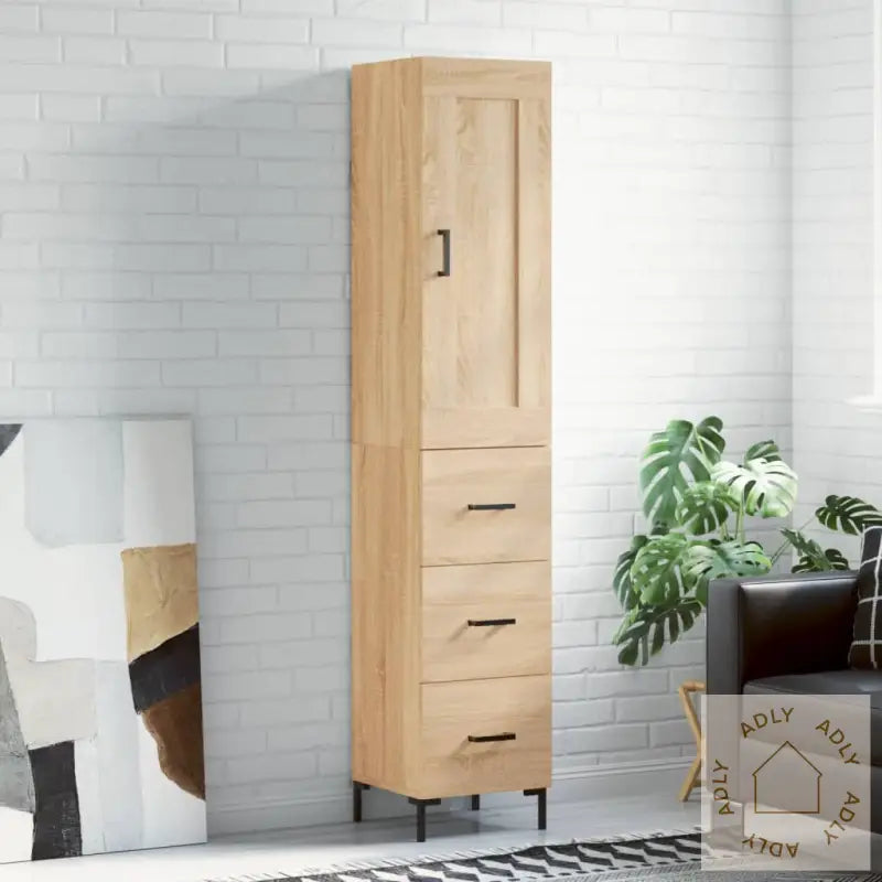 Highboard Sonoma Eik 34,5X34X180 Cm Konstruert Tre