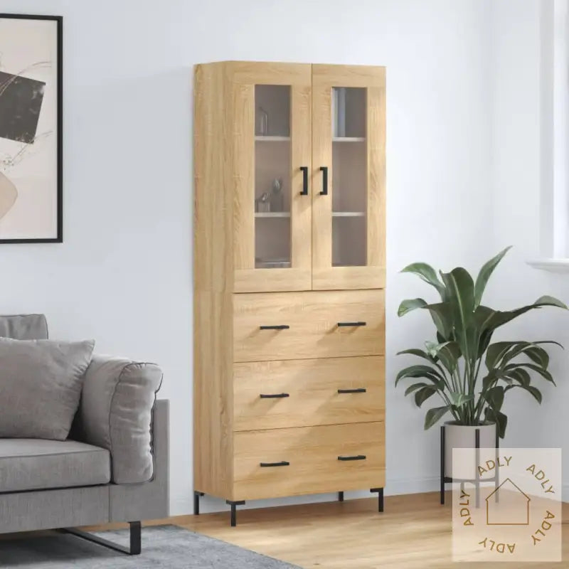 Highboard Sonoma Eik 69,5X34X180 Cm Konstruert Tre