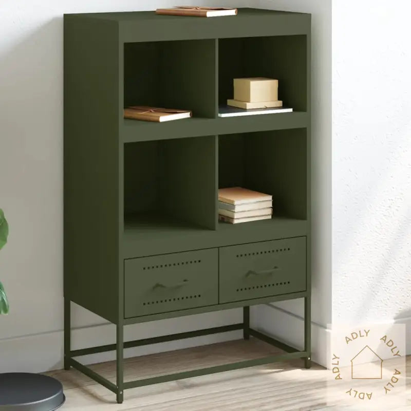Highboard Olivengrønn 68X39X111,5 Cm Stål