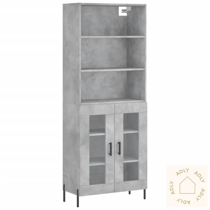 Highboard Betonggrå 69,5X34X180 Cm Konstruert Tre