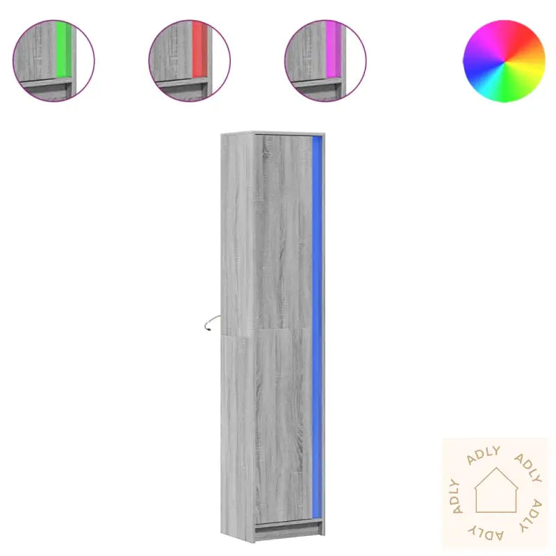 Garderobe Med Led Grå Sonoma 41,5X32,5X200 Cm Konstruert Tre