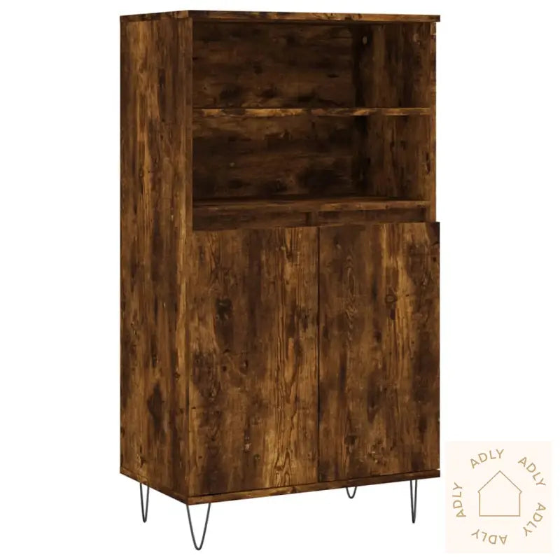 Highboard Røkt Eik 60X36X110 Cm Konstruert Tre