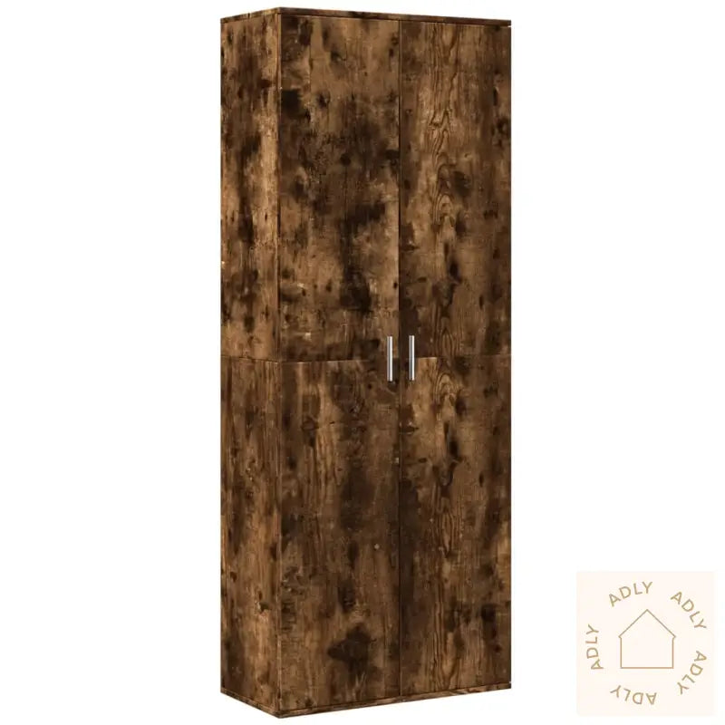 Highboard Røkt Eik 70X35X180 Cm Konstruert Tre