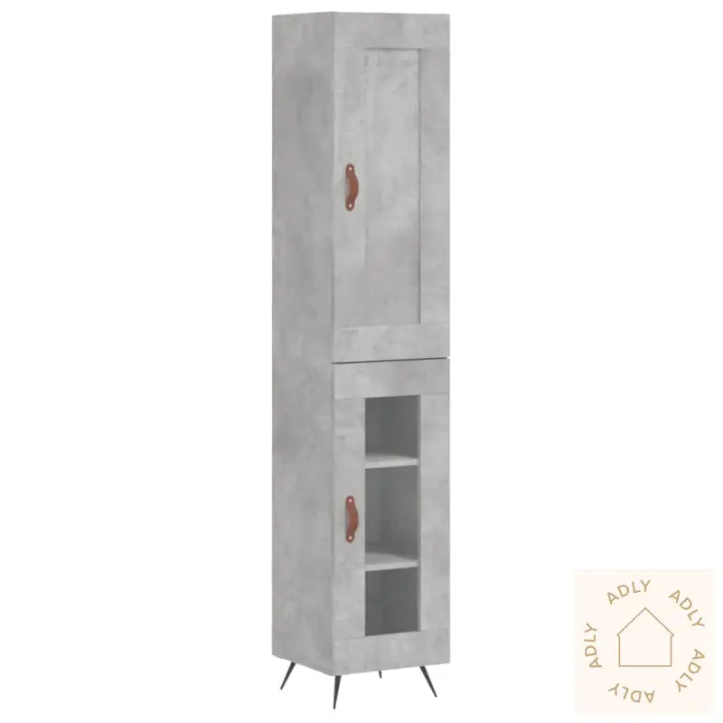 Highboard Betonggrå 34,5X34X180 Cm Konstruert Tre