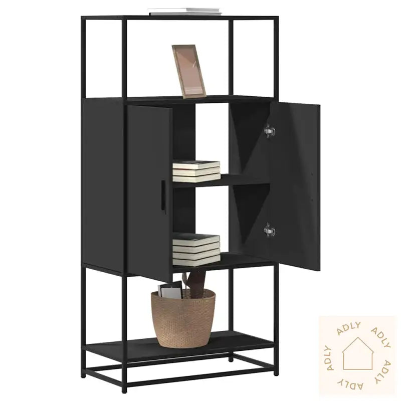 Highboard Svart 68X35X139 Cm Konstruert Tre Og Metall