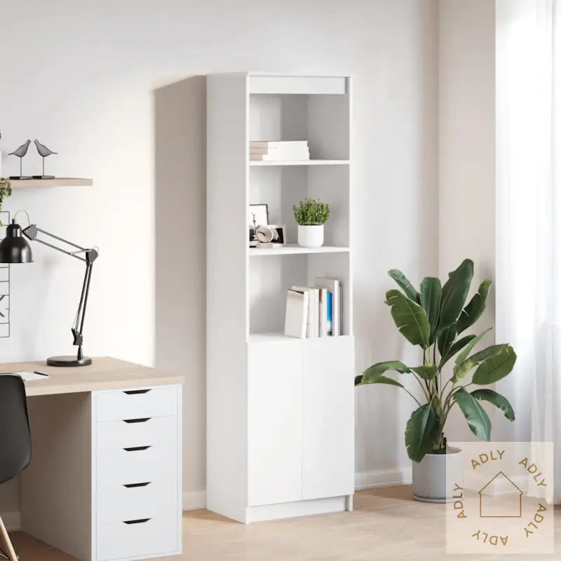 Highboard Hvit 50X35X180 Cm Konstruert Tre