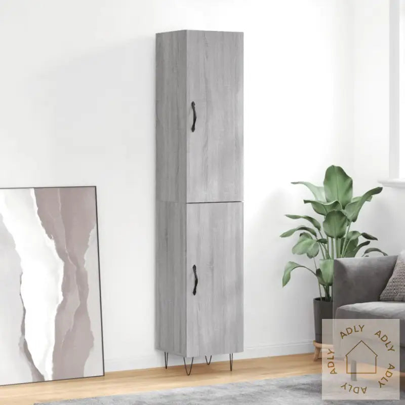 Highboard Grå Sonoma 34,5X34X180 Cm Konstruert Tre