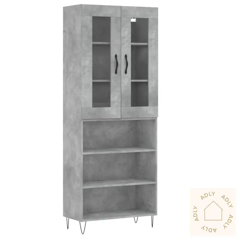 Highboard Betonggrå 69,5X34X180 Cm Konstruert Tre