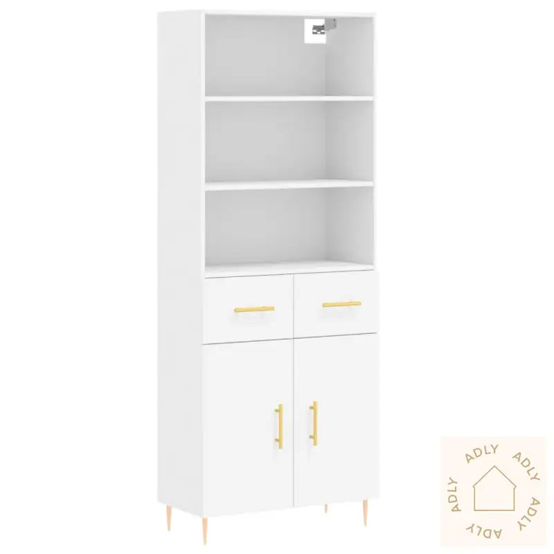 Highboard Hvit 69,5X34X180 Cm Konstruert Tre