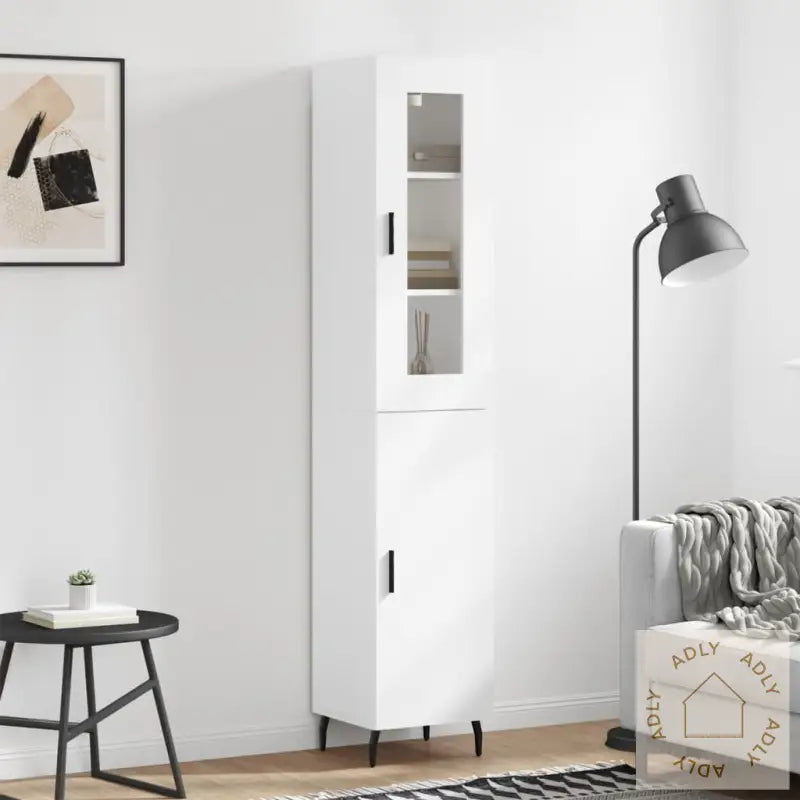Highboard Hvit 34,5X34X180 Cm Konstruert Tre