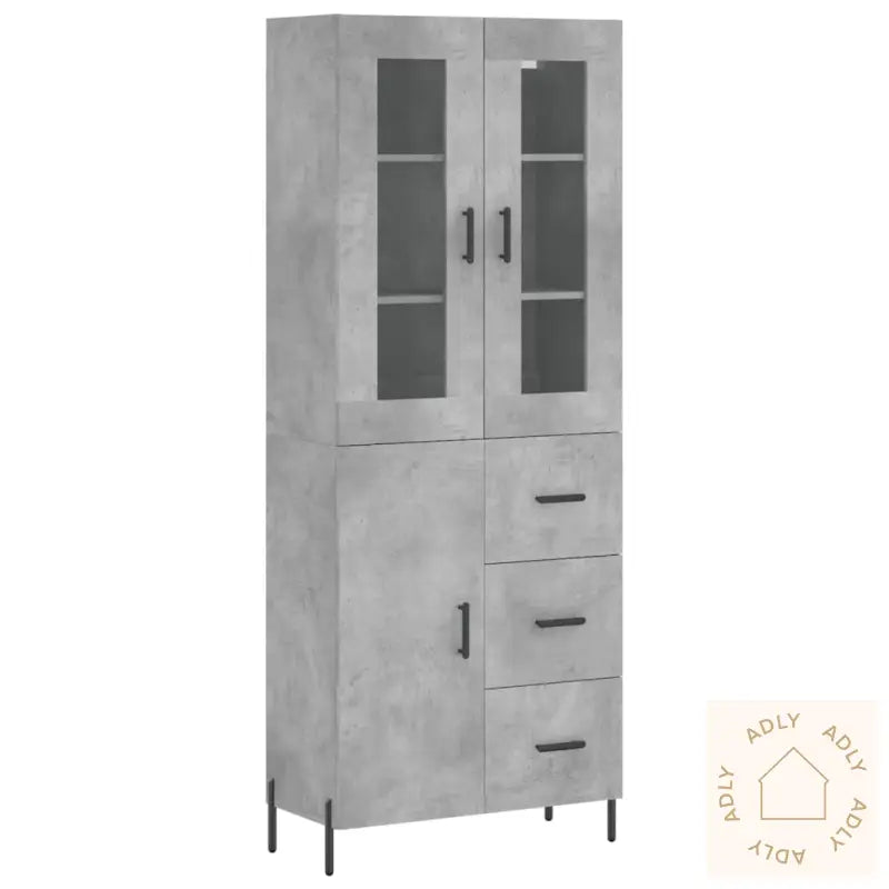 Highboard Betonggrå 69,5X34X180 Cm Konstruert Tre