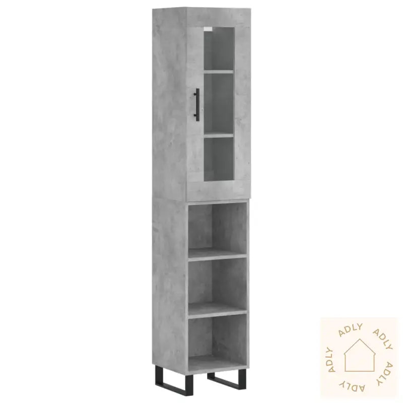 Highboard Betonggrå 34,5X34X180 Cm Konstruert Tre