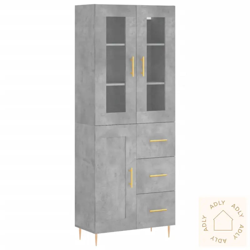 Highboard Betonggrå 69,5X34X180 Cm Konstruert Tre