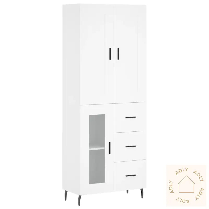 Highboard Hvit 69,5X34X180 Cm Konstruert Tre
