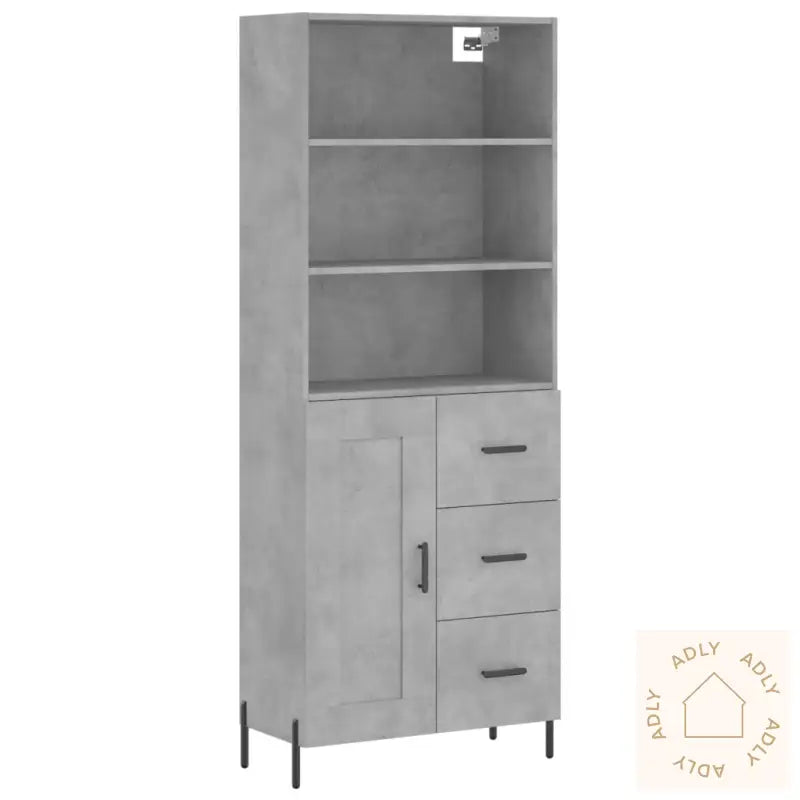 Highboard Betonggrå 69,5X34X180 Cm Konstruert Tre