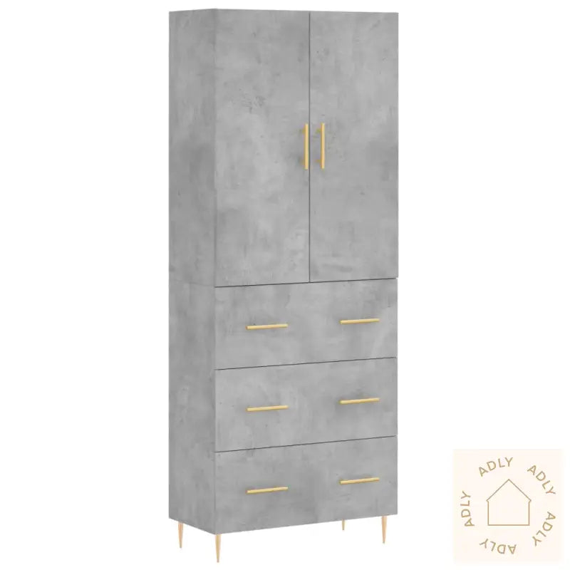 Highboard Betonggrå 69,5X34X180 Cm Konstruert Tre