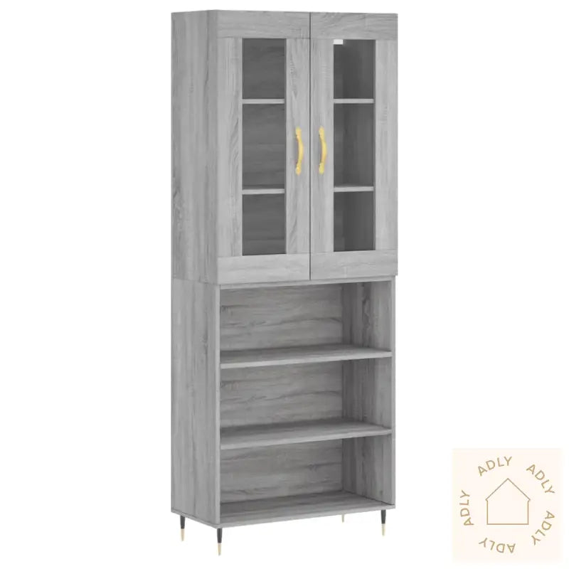 Highboard Grå Sonoma 69,5X34X180 Cm Konstruert Tre