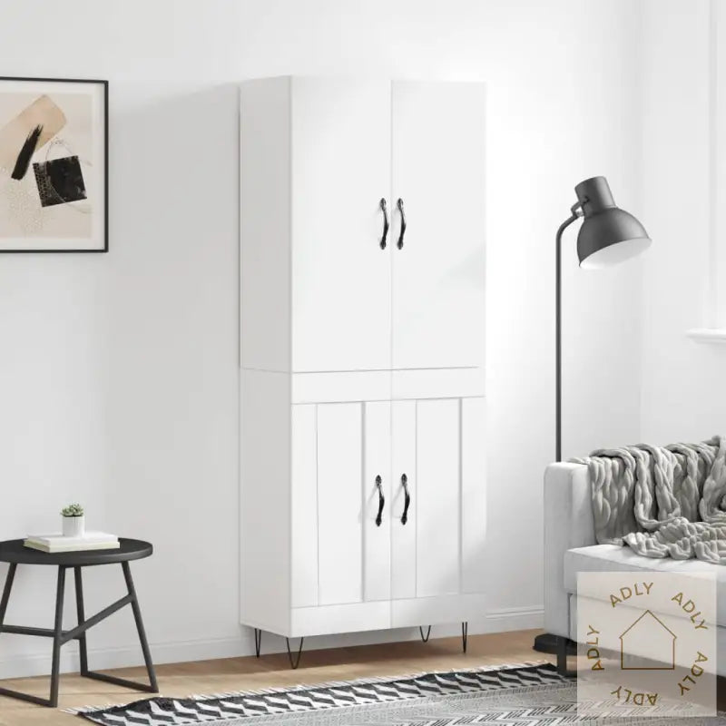 Highboard Hvit 69,5X34X180 Cm Konstruert Tre