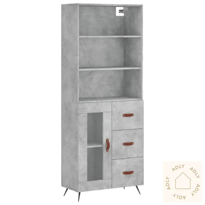 Highboard Betonggrå 69,5X34X180 Cm Konstruert Tre