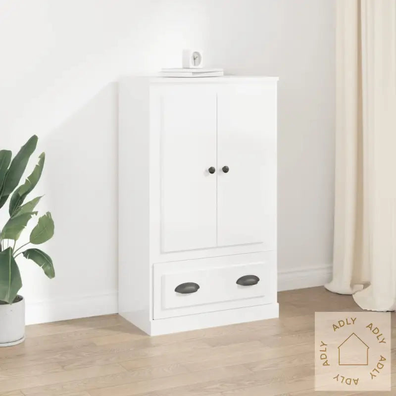 Highboard Høyglans Hvit 60X35,5X103,5 Cm Konstruert Tre