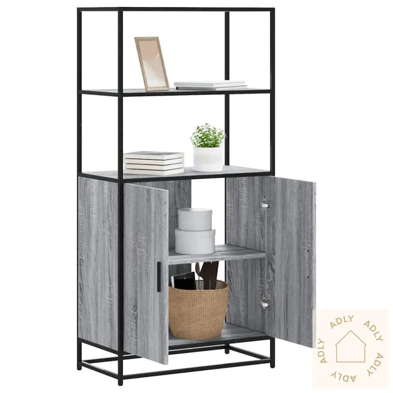 Highboard Grå Sonoma 68X35X139 Cm Konstruert Tre Og Metall