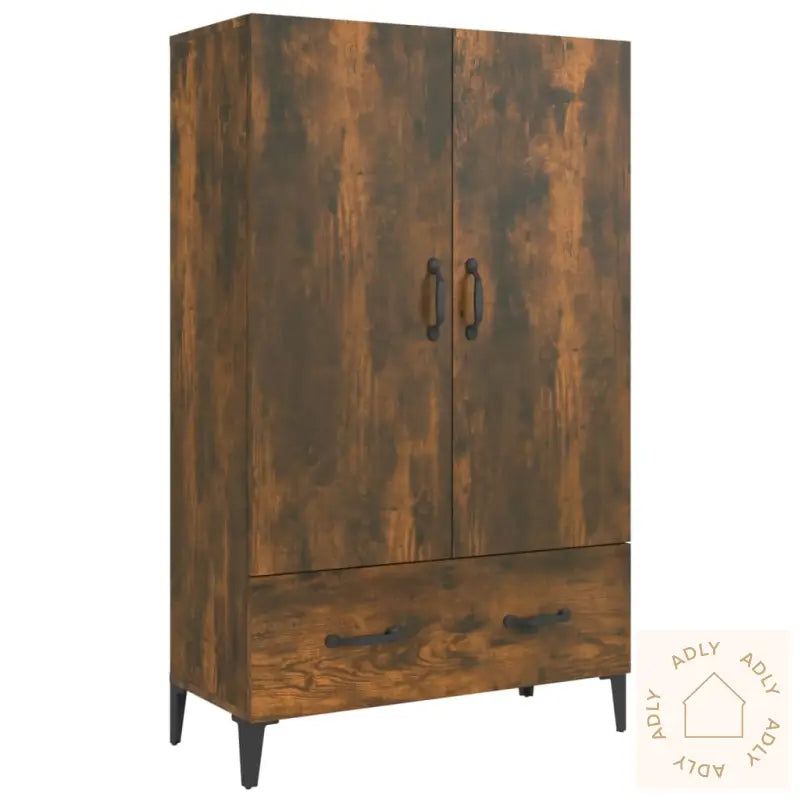 Highboard Røkt Eik 70X31X115 Cm Konstruert Tre