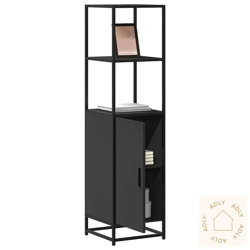 Highboard Svart 35,5X35X139 Cm Konstruert Tre Og Metall