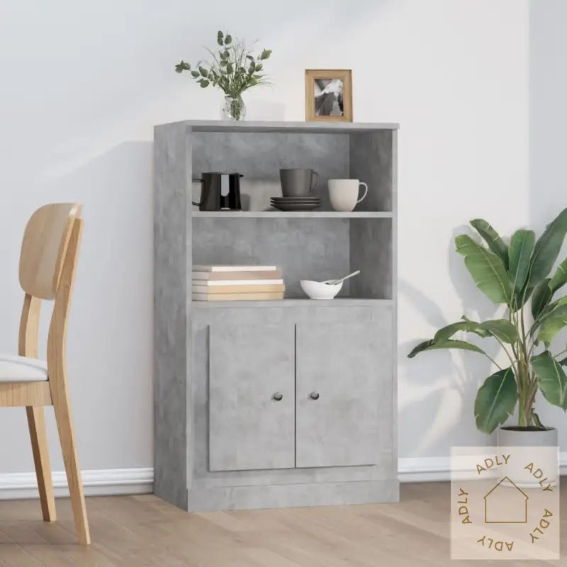 Highboard Betonggrå 60X35,5X103,5 Cm Konstruert Tre