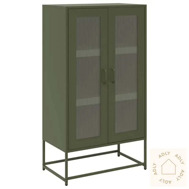 Highboard Olivengrønn 68X39X123 Cm Stål