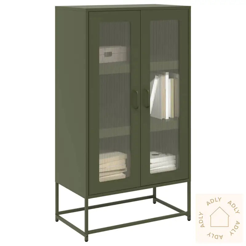 Highboard Olivengrønn 68X39X123 Cm Stål