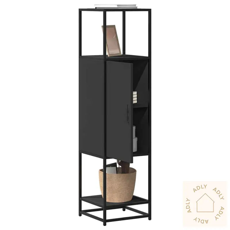 Highboard Svart 35,5X35X139 Cm Konstruert Tre Og Metall
