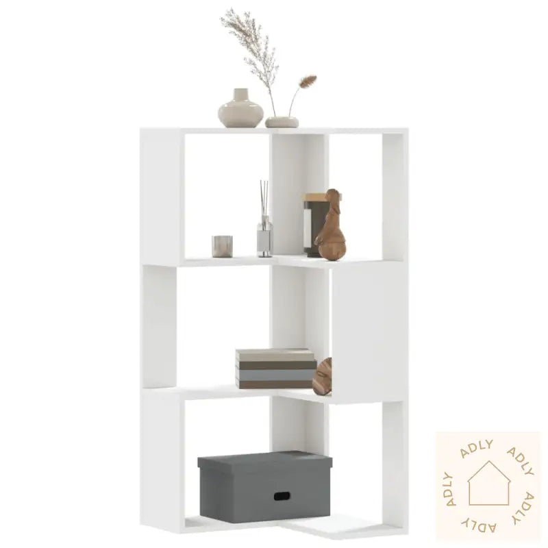 Bokhylle For Hjørne 3 Etasjer Hvit 50X50X102 Cm Konstruert Tre