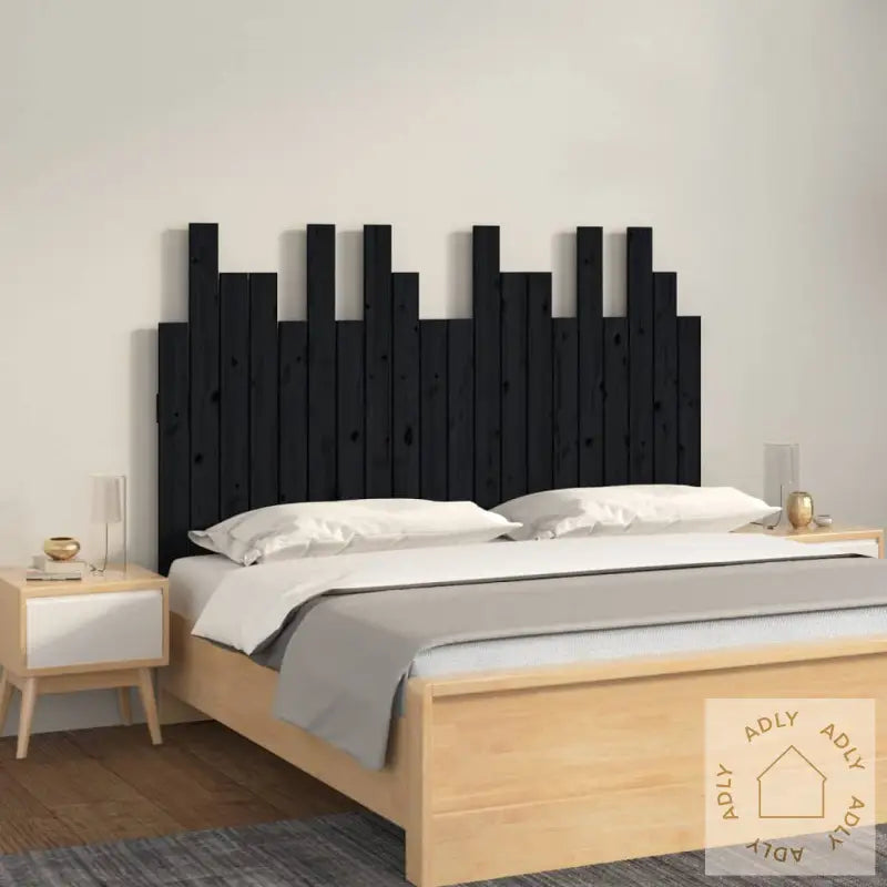 Veggmontert Sengegavl Svart 127,5X3X80 Cm Heltre Furu