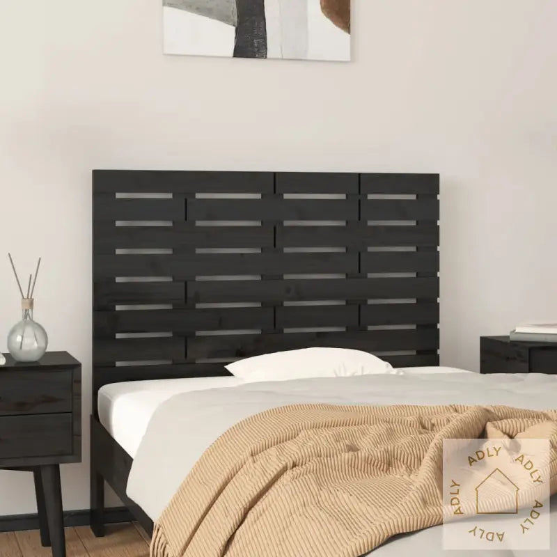 Veggmontert Sengegavl Svart 106X3X63 Cm Heltre Furu