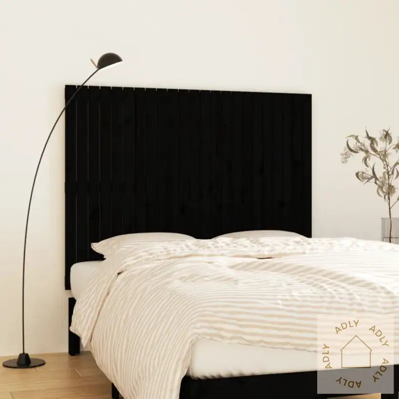 Veggmontert Sengegavl Svart 146,5X3X110 Cm Heltre Furu