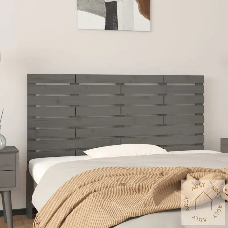 Veggmontert Sengegavl Grå 156X3X63 Cm Heltre Furu