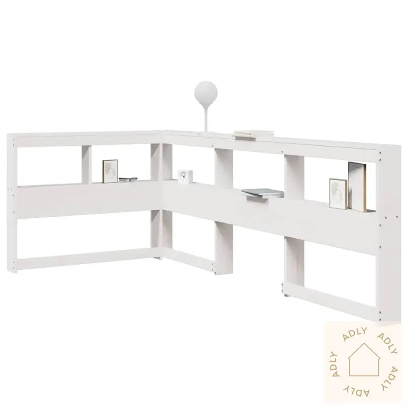 Bokhylle Sengegavl L-Formet Hvit 90 Cm Heltre Furu