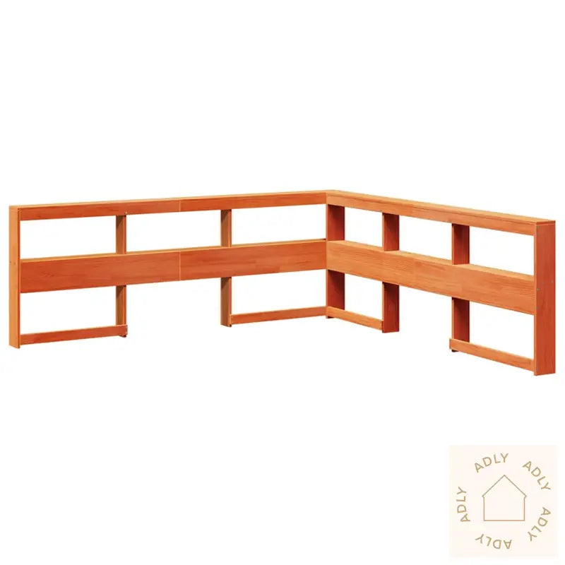 Bokhylle Sengegavl L-Formet Voksbrun 180 Cm Heltre Furu