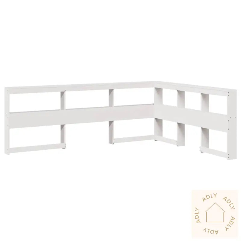 Bokhylle Sengegavl L-Formet Hvit 160 Cm Heltre Furu