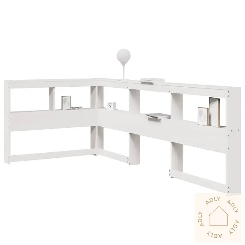 Bokhylle Sengegavl L-Formet Hvit 80 Cm Heltre Furu