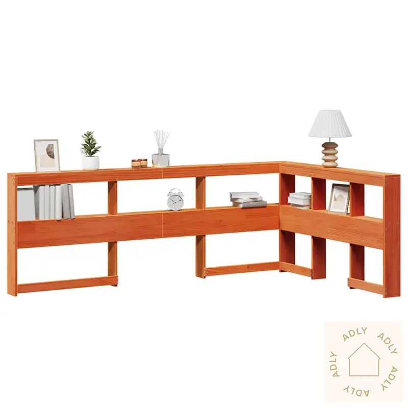Bokhylle Sengegavl L-Formet Voksbrun 120 Cm Heltre Furu