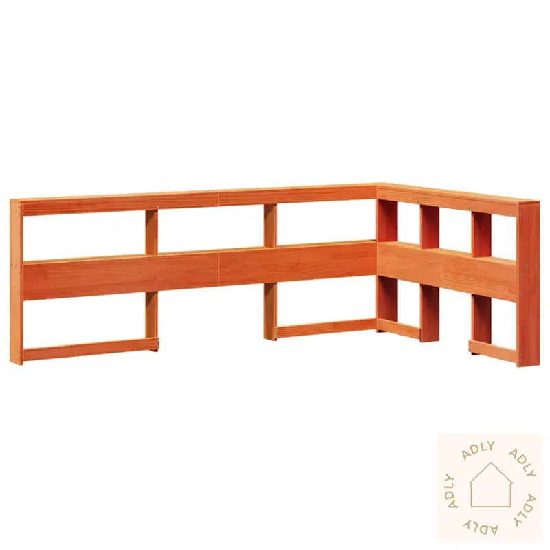 Bokhylle Sengegavl L-Formet Voksbrun 120 Cm Heltre Furu