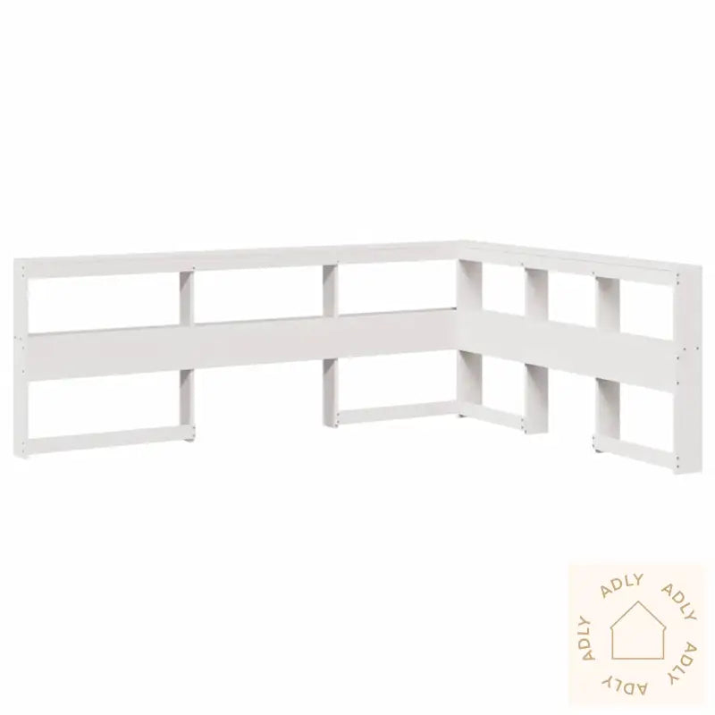 Bokhylle Sengegavl L-Formet Hvit 135 Cm Heltre Furu
