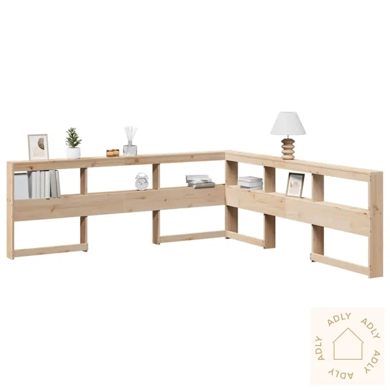 Bokhylle Sengegavl L-Formet 200 Cm Heltre Furu