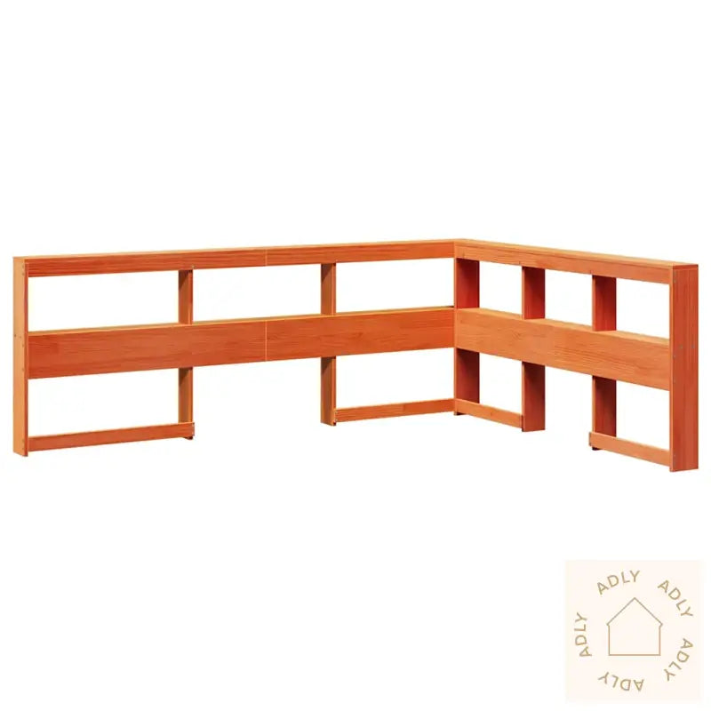 Bokhylle Sengegavl L-Formet Voksbrun 140 Cm Heltre Furu