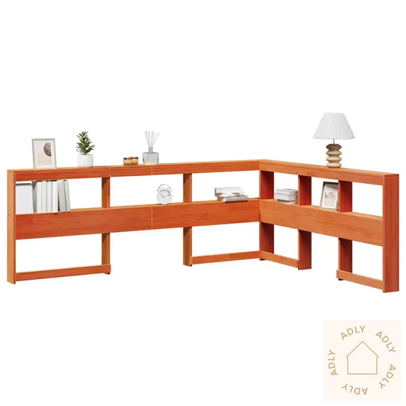 Bokhylle Sengegavl L-Formet Voksbrun 140 Cm Heltre Furu