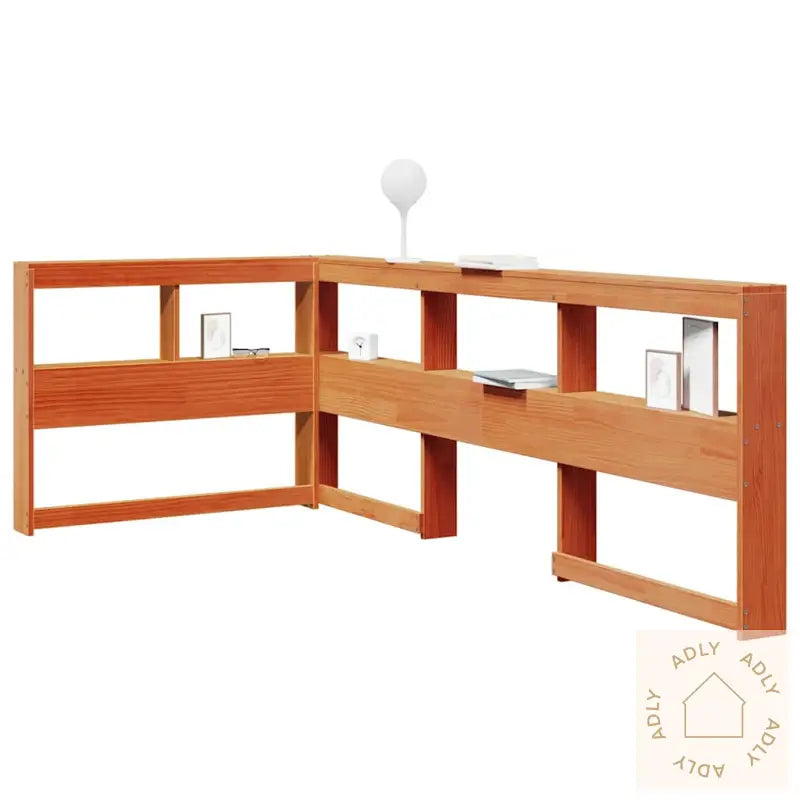 Bokhylle Sengegavl L-Formet Voksbrun 75 Cm Heltre Furu